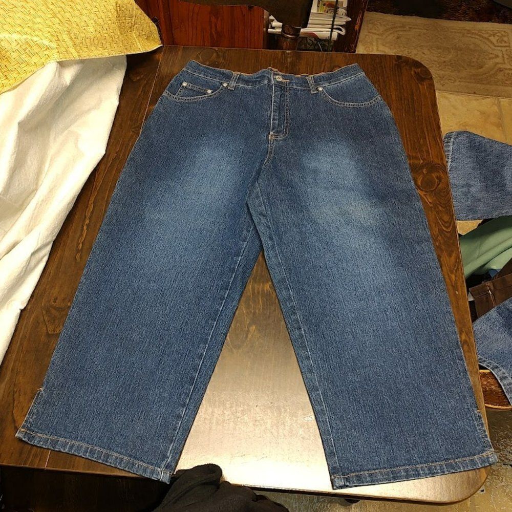 New Sonoma Dark Stone Wash Stretch Denim Cropped Jeans size Women's 10